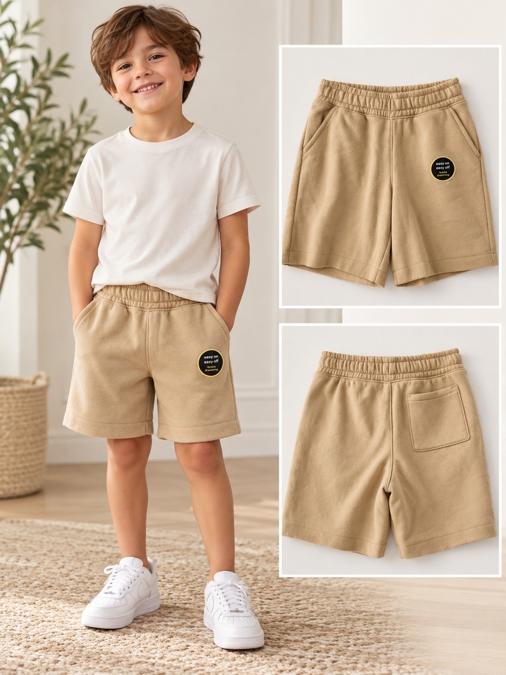 Art Class Kids Tan Fleece Sweat Shorts Size 6/7 S NWT Pull On Pockets